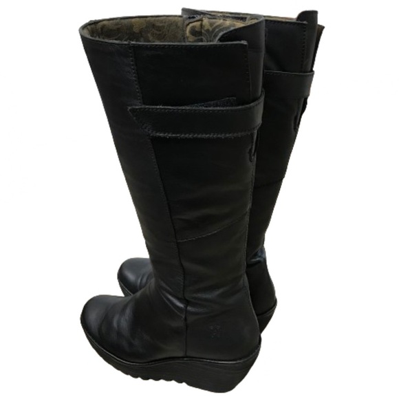 Fly London YOA Wedge Platform Side Zip Boots Women Size 9 1/2 40 Rare HTF - Picture 3 of 16